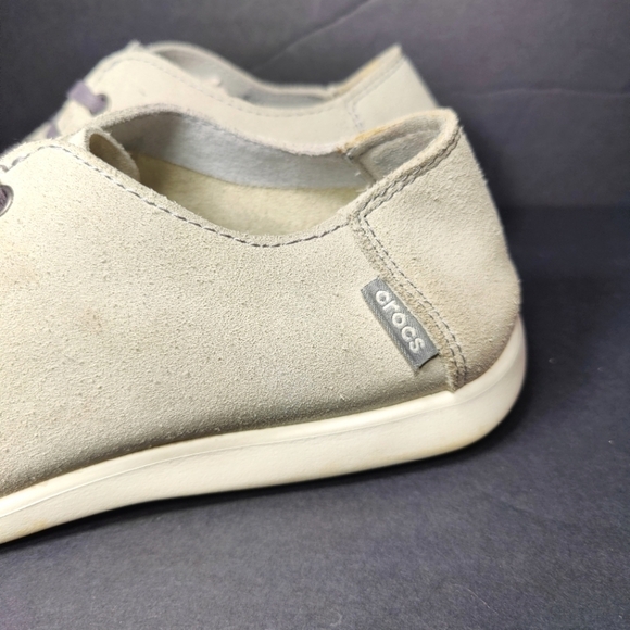 Crocs Santa Cruz 2 Eye Suede Loafer Light Grey Pearl White Men's 15365 Shoe Sz 8 - Picture 6 of 9